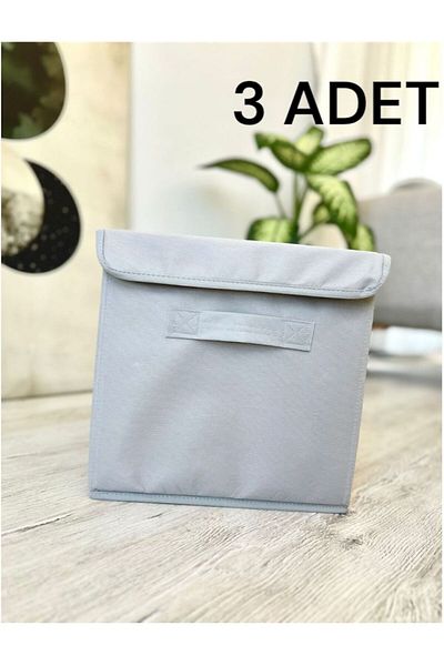 harev home collection 3 Pieces Gray In-Cabinet Laundry Toy Storage Box - 30X30X30 cm