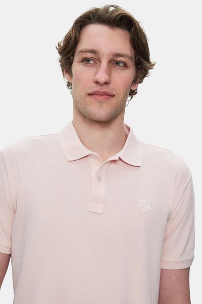 UCLA Lakes Light Pink Polo Neck Embroidered Standard Fit Men's Tshirt