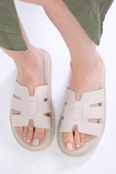 Mio Gusto Ramona Beige Color Women's Slippers
