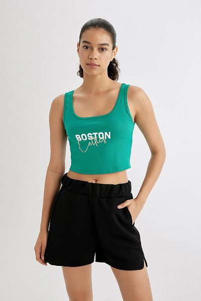 DeFacto Defactofit Nba Boston Celtics Cropped Fit Crew Neck Rib Tank Top C4915Ax24Sm