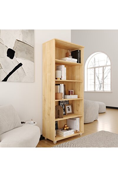 Furni24 Kitaplık, Dosya Dolabı, Malzeme Rafı 190x80x40 Cm Safir Meşe