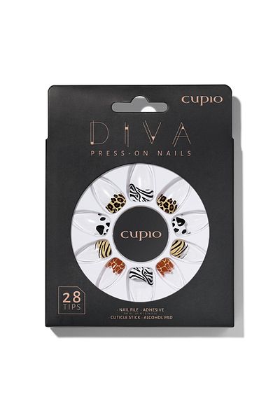 Cupio Cupio Diva false nail set - Animal Beauty French