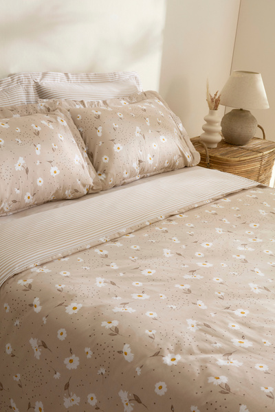 Karaca Home Set cuvertură dublă din bumbac bej Daisy 100%