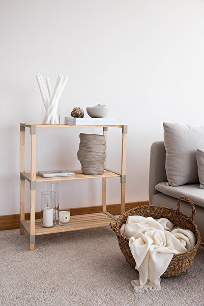 FixWood FIX-2006-3 Çok Amaçlı Modüler 3 Katlı Ahşap Raf