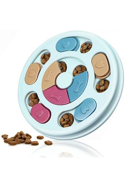 NEP Castron hranire lenta caini si pisici cu puzzle, prevenirea Indigestiei, antiderapant, 25 cm,