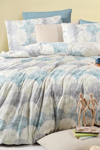 MyStory Home طقم غطاء لحاف مزدوج مع ملاءة مطاطية روند