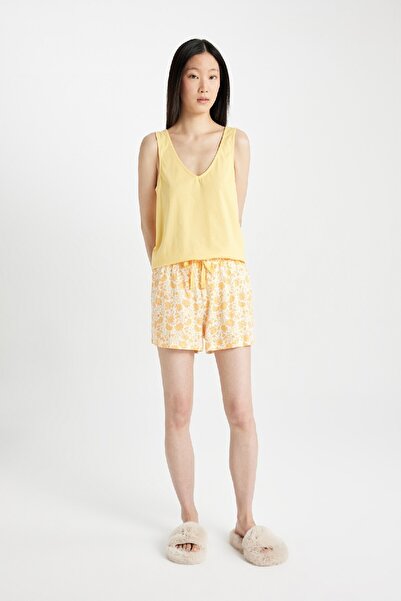 DeFacto Set de pijamale cu pantaloni scurți fără mâneci cu model Fall In Love B8759ax24sm