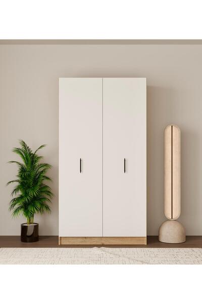 Mufi WooD 2 KAPAKLI 3 BÖLMELİ ASKILI LEFKAS-BEYAZ DOLAP