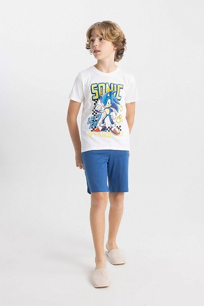 DeFacto Σετ πιτζάμες Sonic the Hedgehog για αγόρια - Κοντό μανίκι και σορτς C5508A824SM