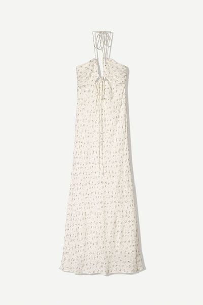 Bershka Printed textured midi dress with cut-out detail