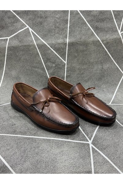 NYZ Brown Genuine Leather Loafer Shoes