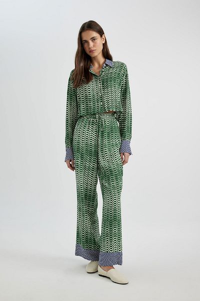 DeFacto Crop Patterned Maroken Long Sleeve Shirt C6192AX24SM