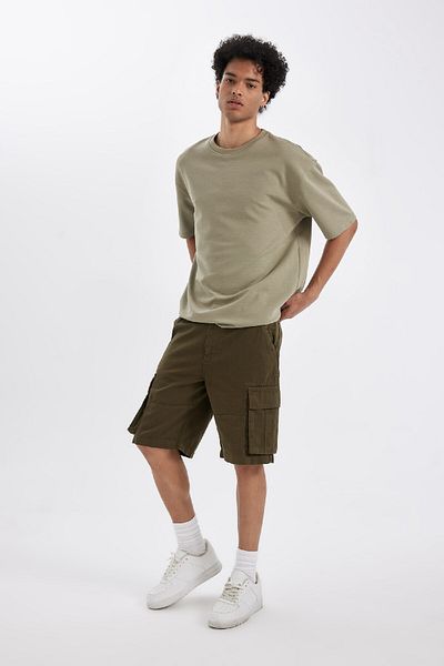 DeFacto Relax Fit Flat Leg Gabardine Cargo Βερμούδες Σορτς C5382ax24sm