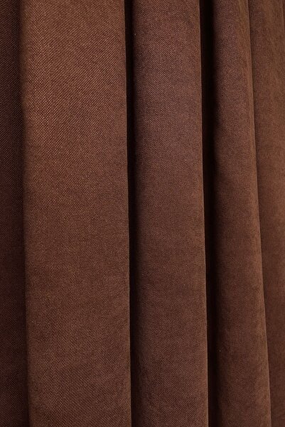 Cortibo Βελούδινη υφή Barcelona - Κουρτίνα φόντου γαλακτόχρωμη καφέ χωρίς πιέτες