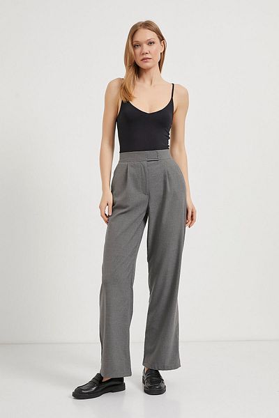 Arma Life Pantaloni palazzo gri pentru damă, cu picioare largi, cu închidere cu velcro