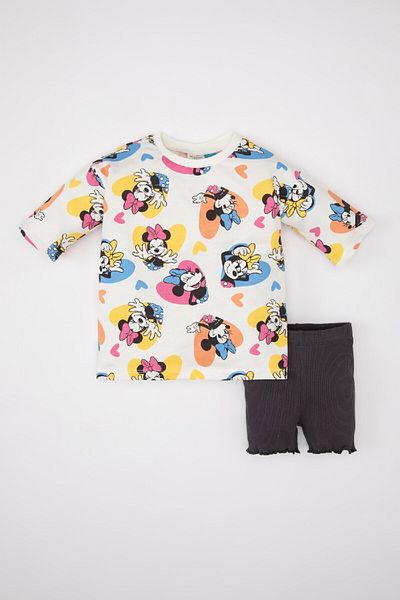 DeFacto Disney Mickey & Minnie Baby-Mädchen-Set – 2-teilige kleine Ärmel und Shorts