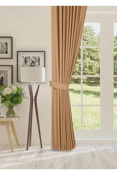 cheap's home Blackout Lightproof Background Curtain High Quality Blackout Sunshade with Extrafoam Without Pleats (Mink)