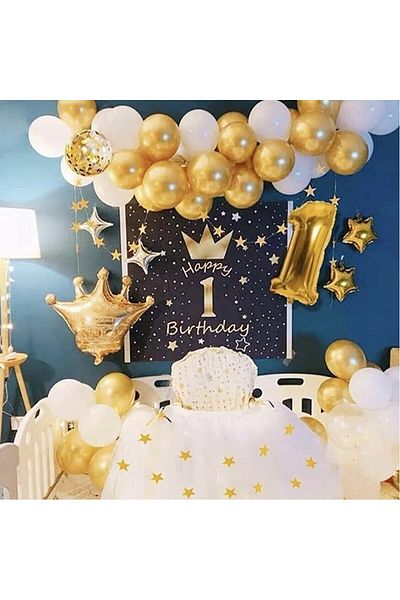 Hayaller Dükkanı Σετ στολισμού γενεθλίων με μπαλόνι King Crown Happy Birthday-