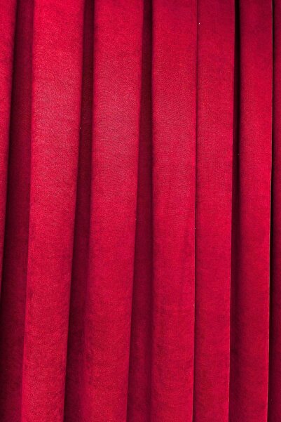 Cortibo Barcelona Kadife Dokulu Fon Perde Kırmızı (Pilesiz)