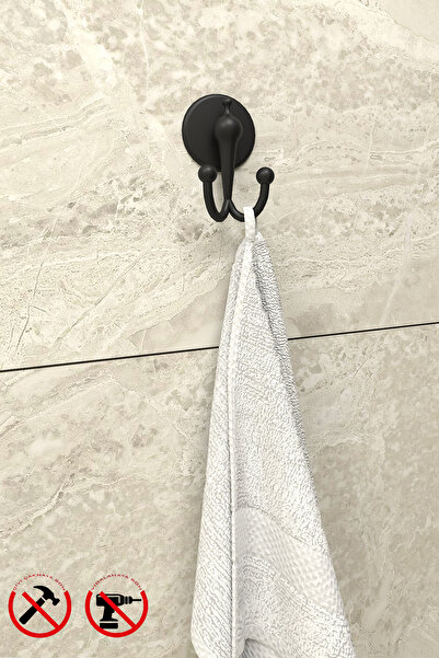 BellaBagno Lotus Yapışkanlı Siyah Lüx Bornoz Askılık, Bornoz Askısı, Bornozlu...