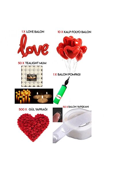 Hayaller Dükkanı Mum, Love Ve Kalp Balon, Gül Yaprağı, Tealight Mum Süsleme, ...