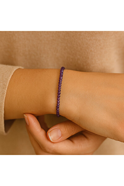 Safnaturel Ametist Doğal Taş Bileklik 4 Mm