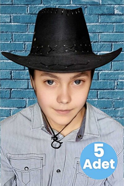 Uniquetrenders Pălărie de cowboy din nubuc pentru copii, unisex, 5 piese (vâr...