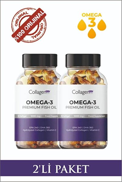 Collagen Forte Platinum 2 Adet Omega-3 Premium Fish Oil 90 Softgel X 1000mg, Balık Yağı, Hidrolize Kolajen