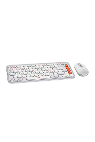 logitech POP ICON Kablosuz Bluetooth Sessiz Türkçe Q Klavye ve Mouse Seti, Beyaz 920-013076