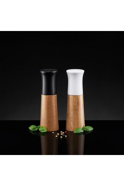 Ambition Salt and pepper mill set, 2 pieces, white and black, Natural