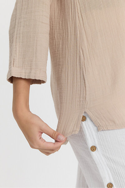 TCT TEKSTİL ΜΠΛΟΥΖΑ ΜΕ ΜΑΚΡΥ ΜΑΝΙΚΙΑ ΜΕ ΛΑΜΠΡΟ ΚΟΛΑΡΟ