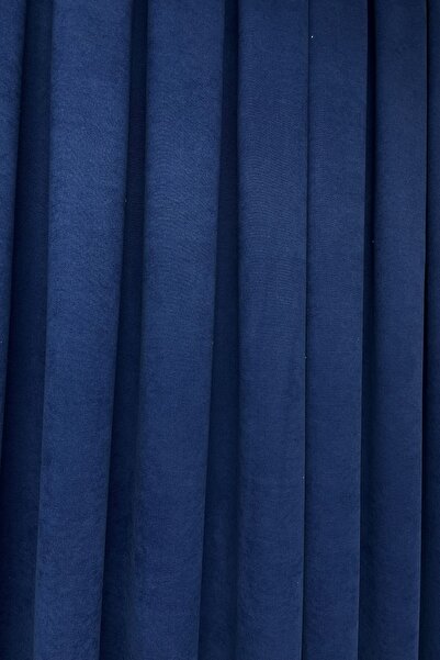 Cortibo Navy Blue Velvet Textured Barcelona Background Curtain - Without Pleats