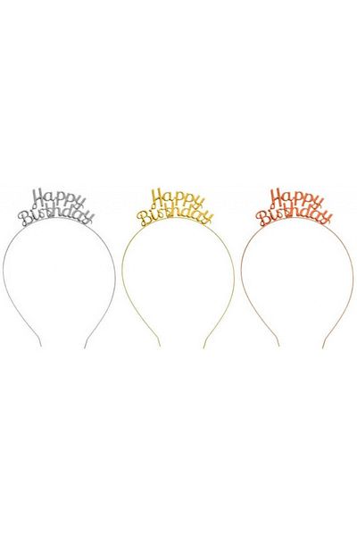 Hayaller Dükkanı TAÇ HAPPY BIRTHDAY ΜΕΤΑΛΛΙΚΟ ΡΟΖ ΧΡΥΣΟ PK:1-