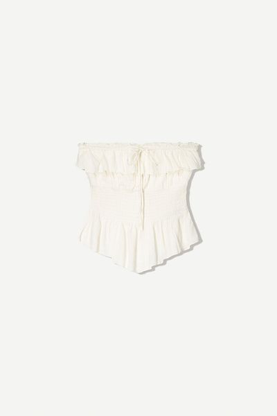Bershka Textured bandeau top with ruffle