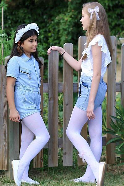 Daymod White Kids Pantyhose with Dot Accessories