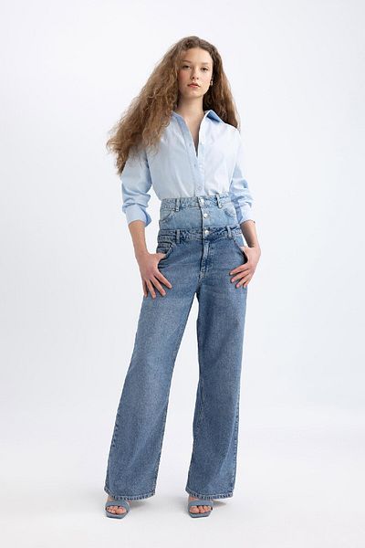 DeFacto High Waist Wide Leg 90S Jean Pants C5718Ax24Sp