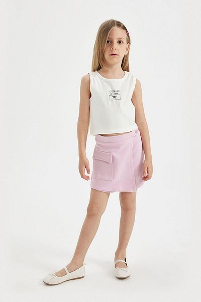 DeFacto Printed Undershirt and Shorts Skirt Set for Girl - C5367A824Sm