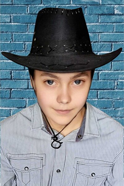 Uniquetrenders Pălărie de cowboy unisex din nubuc pentru copii (vârste 8-14)