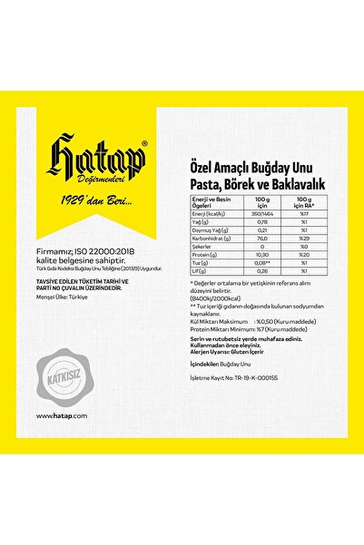 Hatap Değirmenleri Hatap Lüks Un 3 X 2 Kg + Çok Amaçlı Un 3 X 2 Kg Avanatajlı Paket