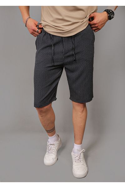 INFLUYENTE Ανδρικό σορτς Capri με μπλέ Navy Lycra Jogger με ελαστικό κουμπί με ριγέ πίσω τσέπη