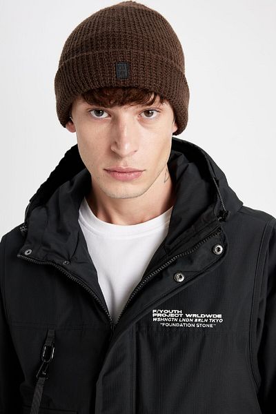 DeFacto Men's Label Printed Beanie with Fleece Inside C7140Ax24Wn