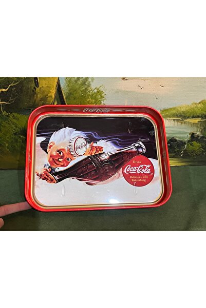 tayfuntufan antika koleksiyon Eskilerden coca cola teneke tepsi 27,5 cm 21 cm...