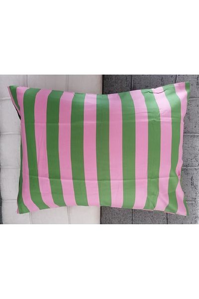 Taç Crown Striped Cotton Satin Pillow Case Set (2 Pcs 50X70 cm)
