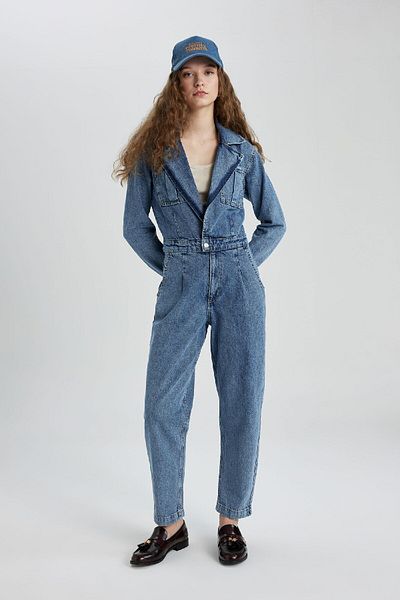 DeFacto Long Sleeve Jean Jumpsuit C5728Ax24Sp