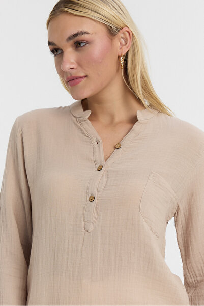 TCT TEKSTİL ΜΠΛΟΥΖΑ ΜΕ ΜΑΚΡΥ ΜΑΝΙΚΙΑ ΜΕ ΛΑΜΠΡΟ ΚΟΛΑΡΟ