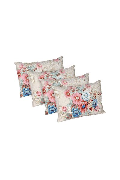 ALCAM Set Of 4 Bouquet Pillows, Quilted Microfiber, 50x70 Cm