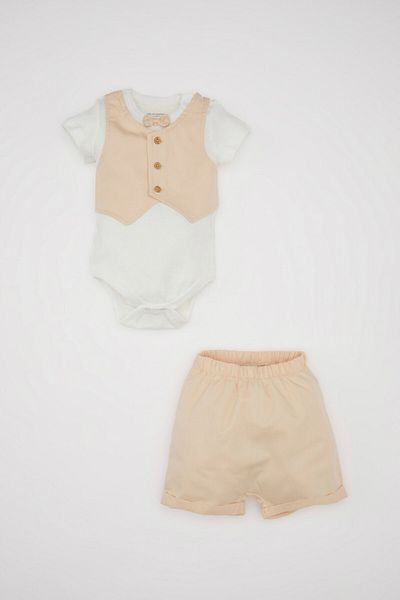 DeFacto 2-Piece Woven Set for Baby Boy - Body Shorts with Short Sleeves and Snap Closure C4361A524Sm