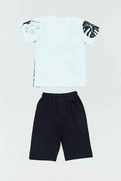 Fulla Moda Leaf Printed 2 Piece Boy's Shorts Suit