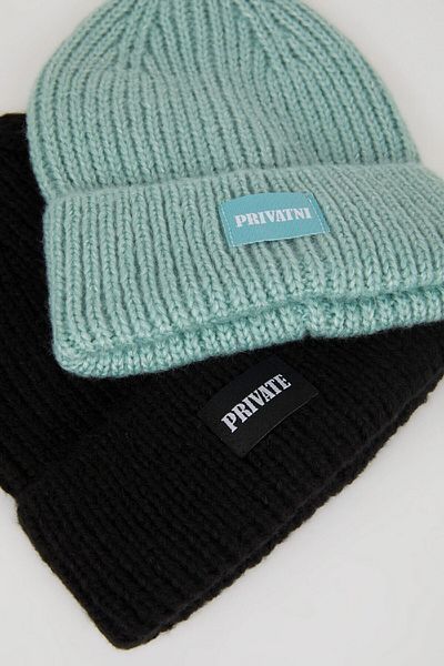 DeFacto Damen Woven Label Winter 2 Stück Beanie Y7611az24wn