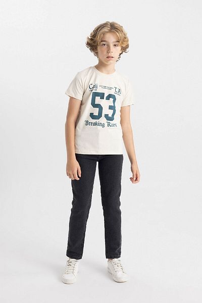 DeFacto Boy's Short Sleeve Printed T-Shirt - Crew Neck C6888A824HS